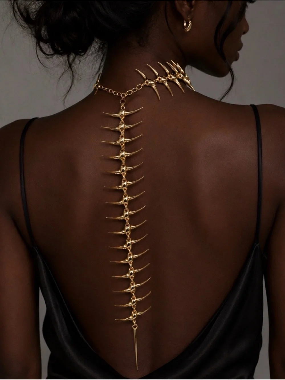 Gold Spine Back-Chain Necklace